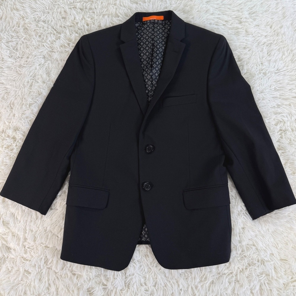 Tallia Boys Black Wool Blend Two Button Suit Jacket Blazer 14R Preppy Dressy - Picture 2 of 10